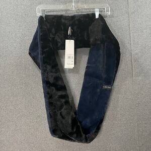 Calvin Klein Women's Scarves Faux Fur Black and Dark Blue